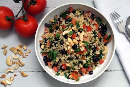 veganer und glutenfreier Bohnen-Reis-Salat